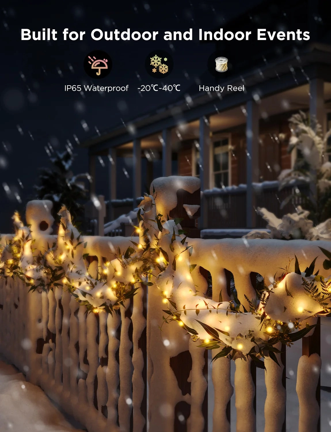 Girlyanda Smart LED Govee H70C2 Christmas Light RGB, IP65, 20m, shaffof kabel yetkazib berish