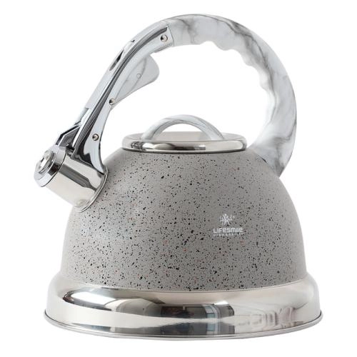 Чайник со свистком 3 л. от Life Smile (серый, чёрный, бордовый) недорого