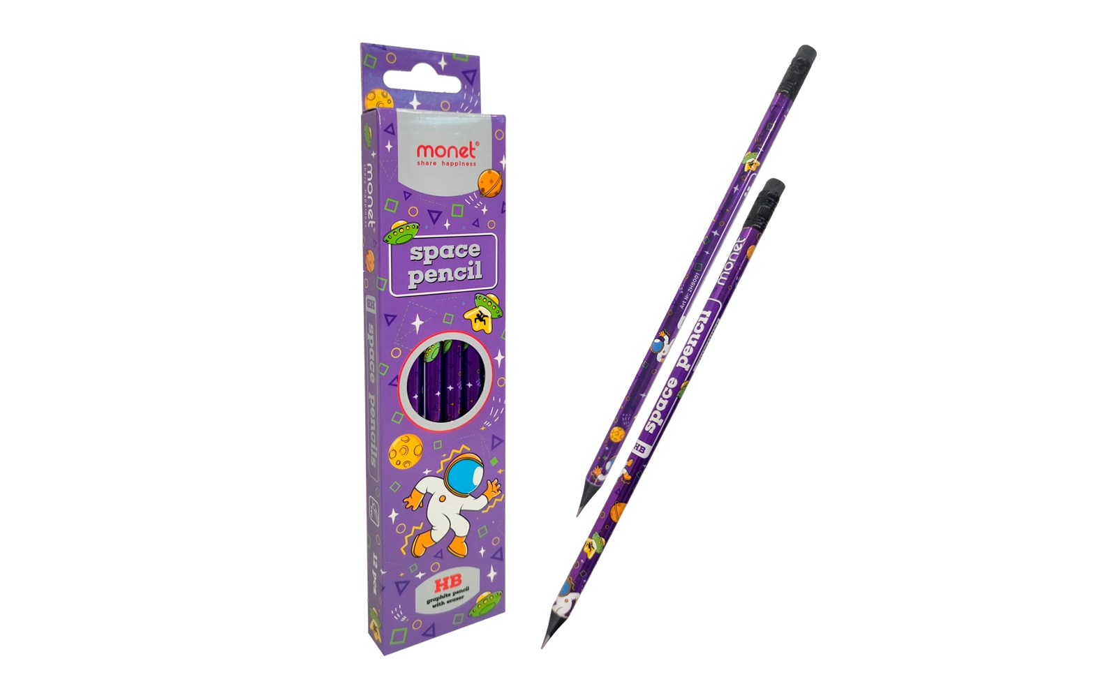 Qora grafit qalamlar to'plami MONET SPACE 2HB (12 dona, qutida) sotib olish