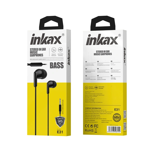 Наушники Inkax E31 1.2M In-ear Music Earphone черные недорого