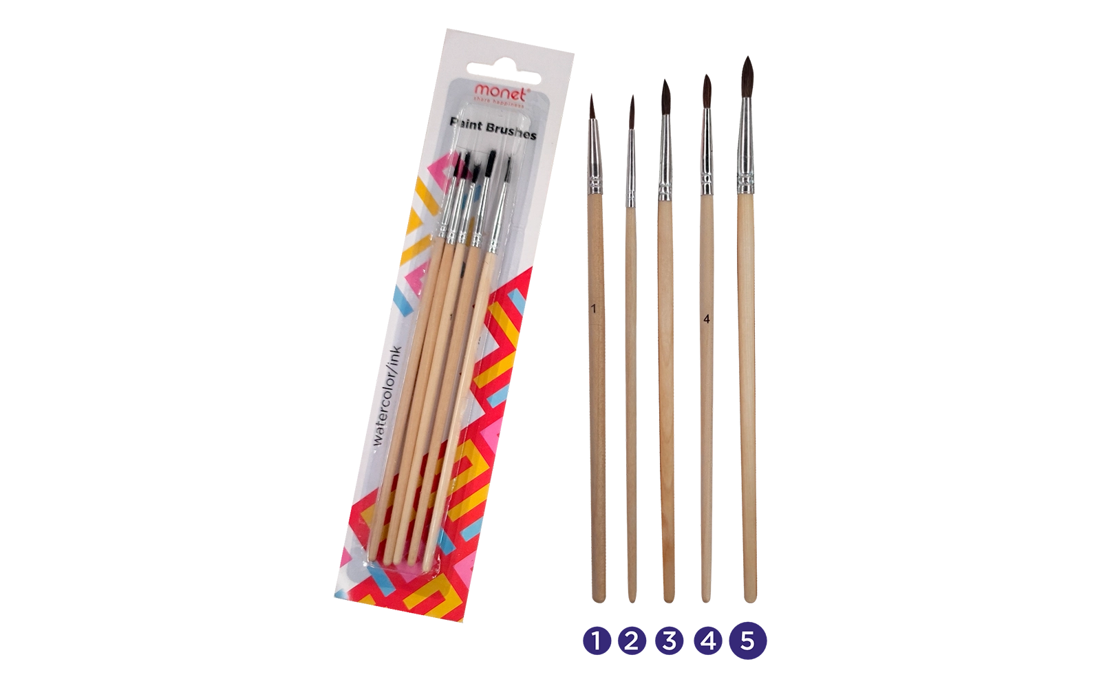 Набор кистей из белки для рисования (№1–5), 5 штук купить