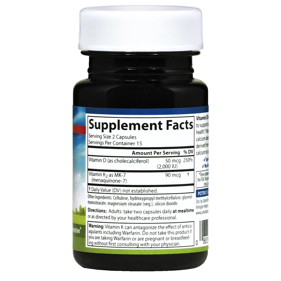 Carlson Labs, Vitamin D3 + K2, 60 kapsula (10610) arzon
