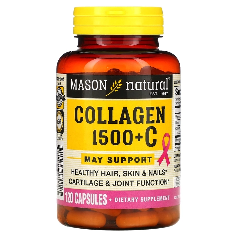 Mason Natural, kollagen 1500 mg vitamin C bilan, 120 kapsula (17012) - rasm №2 Mason Natural, kollagen 1500 mg vitamin C bilan, 120 kapsula (17012) sotib olish