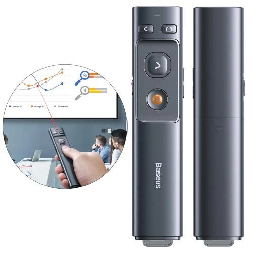 Baseus Orange Dot Wireless Presenter (Black) lazerli ko‘rsatgichi onlayn