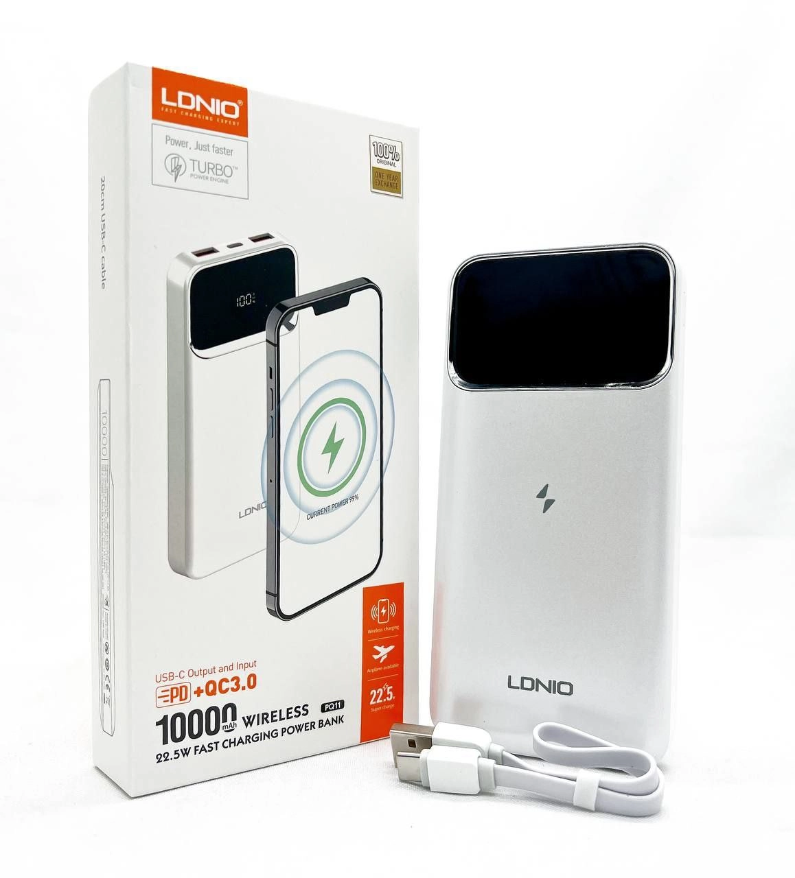Внешний аккумулятор с беспроводной зарядкой LDNIO PQ11 10000mAh белый цена