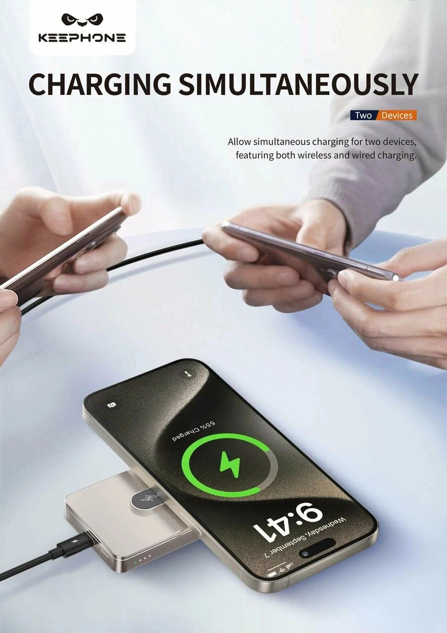 Внешний аккумулятор Powerbank с беспроводной зарядкой Keephone MagCube PB36 MagSafe 5000 mah золотой недорого