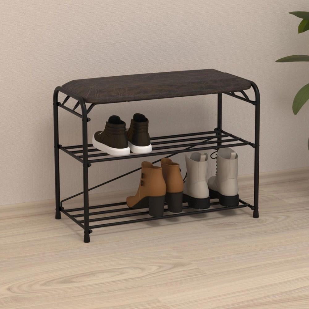 Подставка для обуви Альфа 23 с сиденьем (Черный) недорого