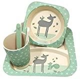 Bolalar uchun bambukdan ishlangan ECO idishlar to‘plami (5 buyumli) O'zbekistonda