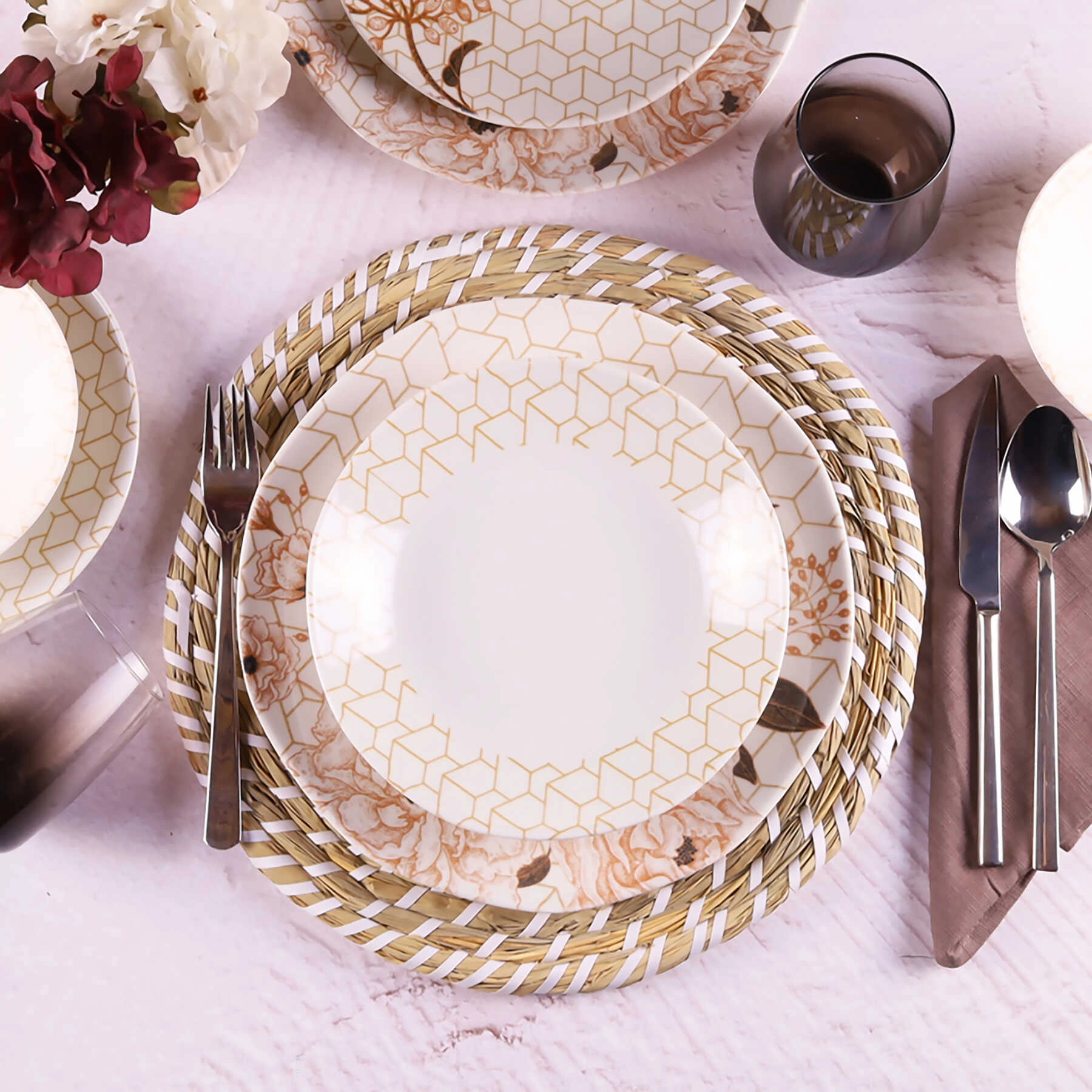 Fiyat (24 buyumli) dasturxon servizi Organik ORG24YS01DB1155 arzon