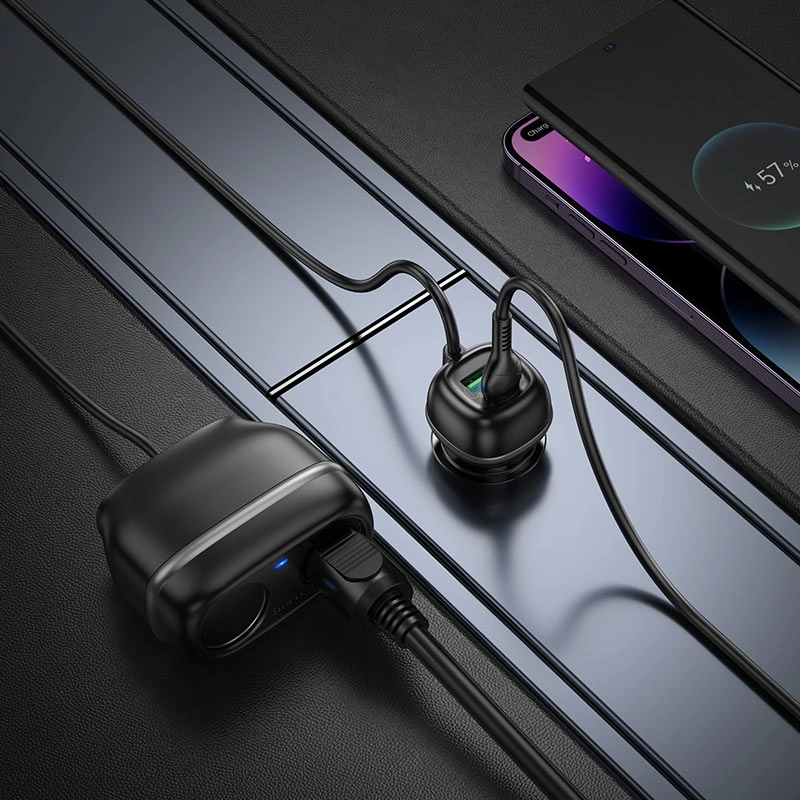 Автомобильное зарядное устройство Hoco Z59 Rank 240W Car Charger - черный цена