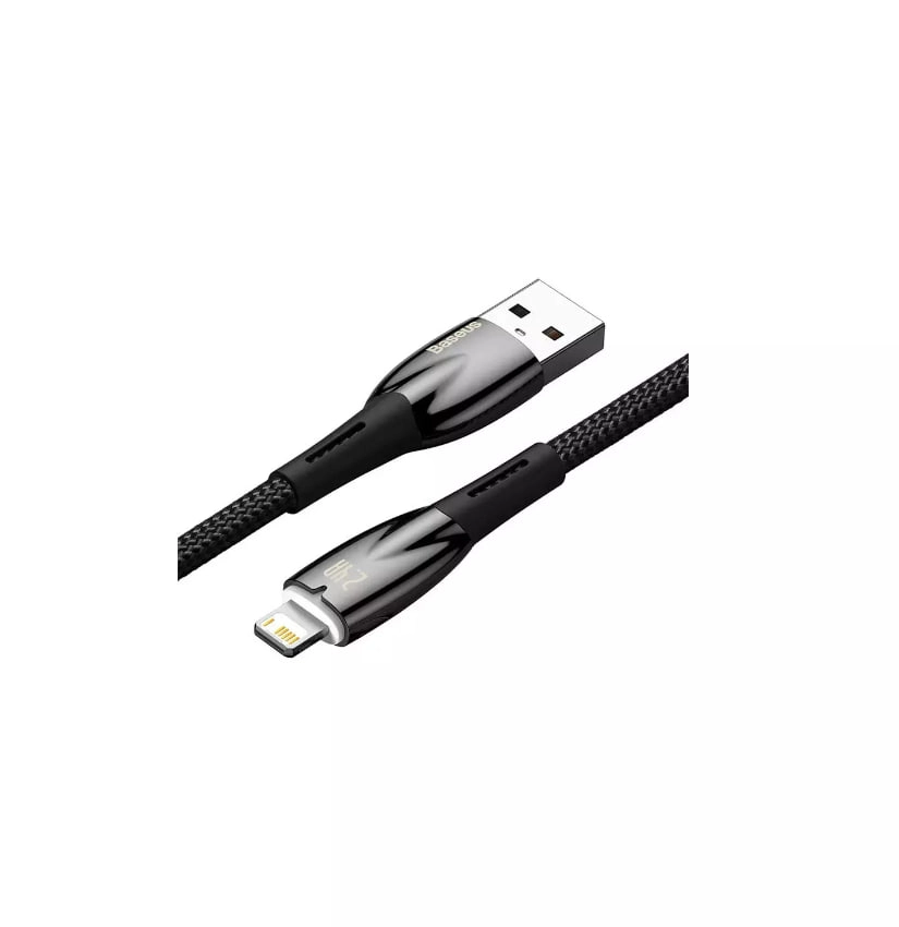 Baseus CADH000201 Glimmer Series Fast Charging Data Cable USB - Lightning 2.4A 1m qora kabeli arzon
