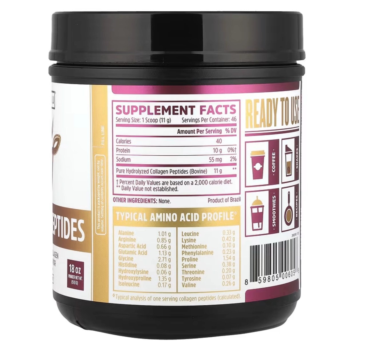 Zhou Nutrition Collagen Peptides, гидролизованный коллаген в порошке, 510 г (18 oz) (00605) недорого