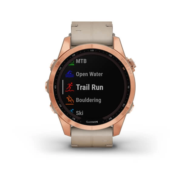 Garmin FENIX 7S Sapphire Solar Edition Rose Gold Titanium with Limestone Leather Band smart-soati sotib olish