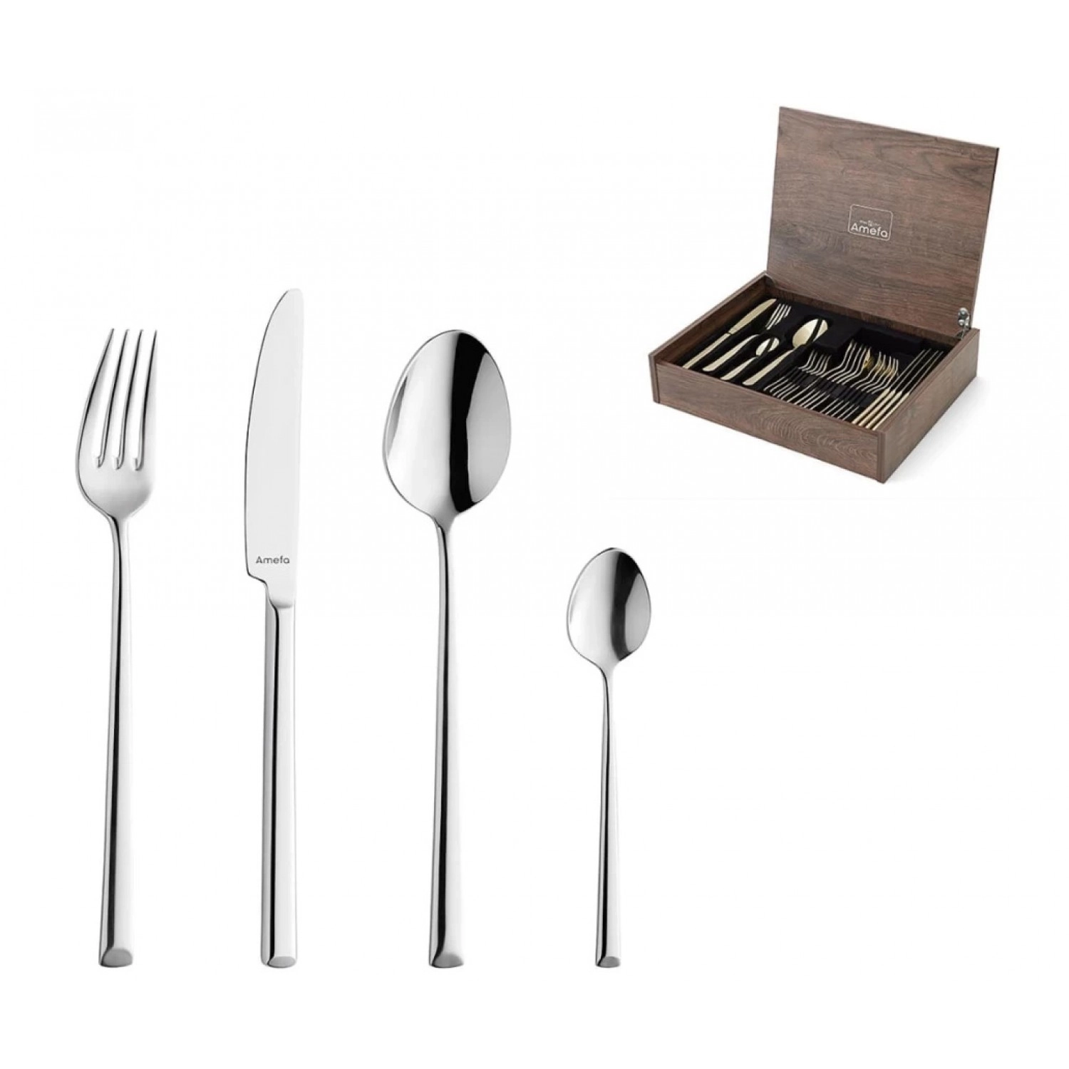 Amefa Metropole box   qoshiq - vilkalar to'plami, 24 d, yog'och qutida 117000MDF3C40 arzon