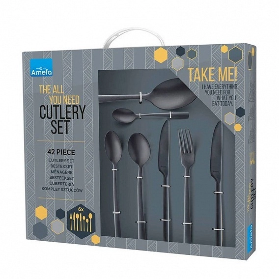 AMEFA "Matte Black Manille 42" oshxona anjomlari to'plami, 9035ATAY02E29 arzon