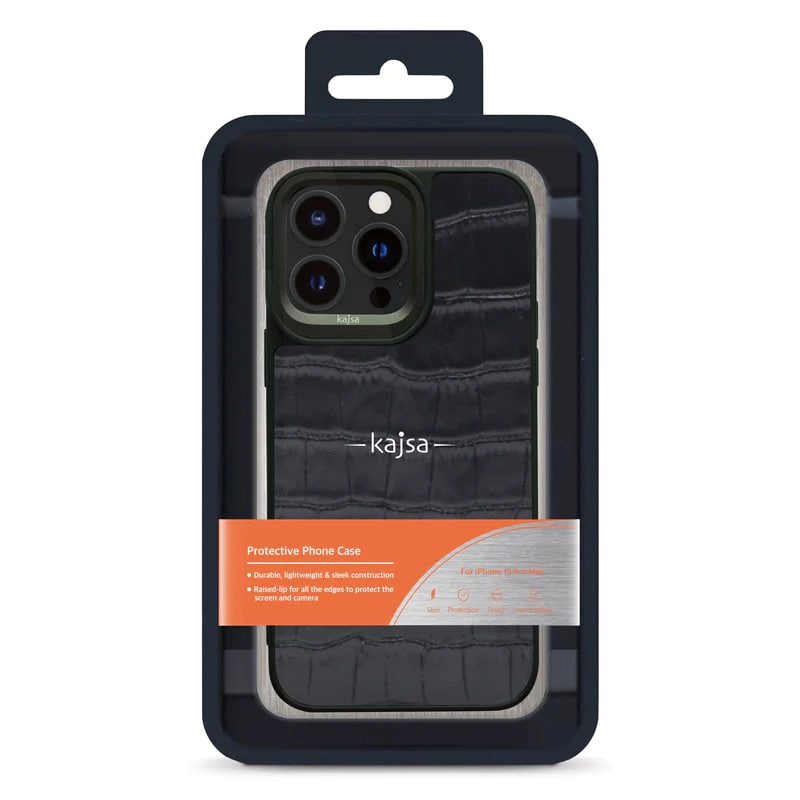 iPhone 15 Pro uchun Kajsa Genuine Croco Pattern qora g'ilofi - rasm №4 iPhone 15 Pro uchun Kajsa Genuine Croco Pattern qora g'ilofi O'zbekistonda