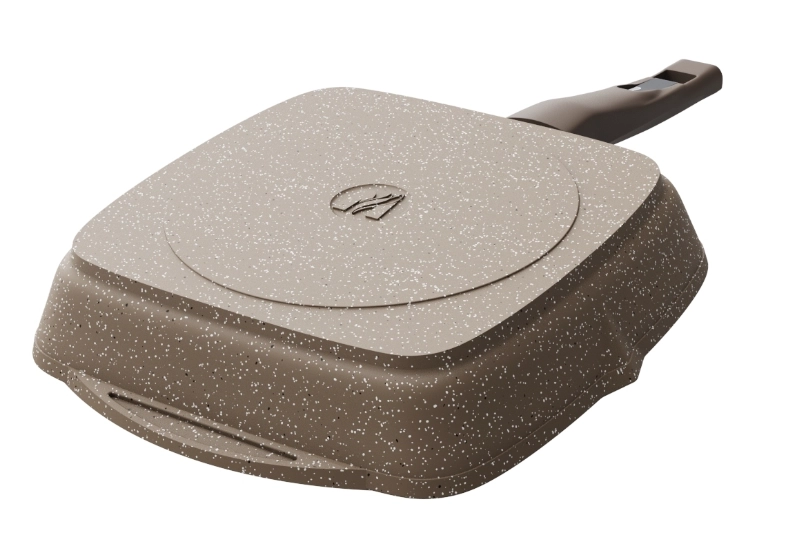 Сковорода Мечта квадрат съемной ручкой и крышкой коричневый (28см) рассрочка