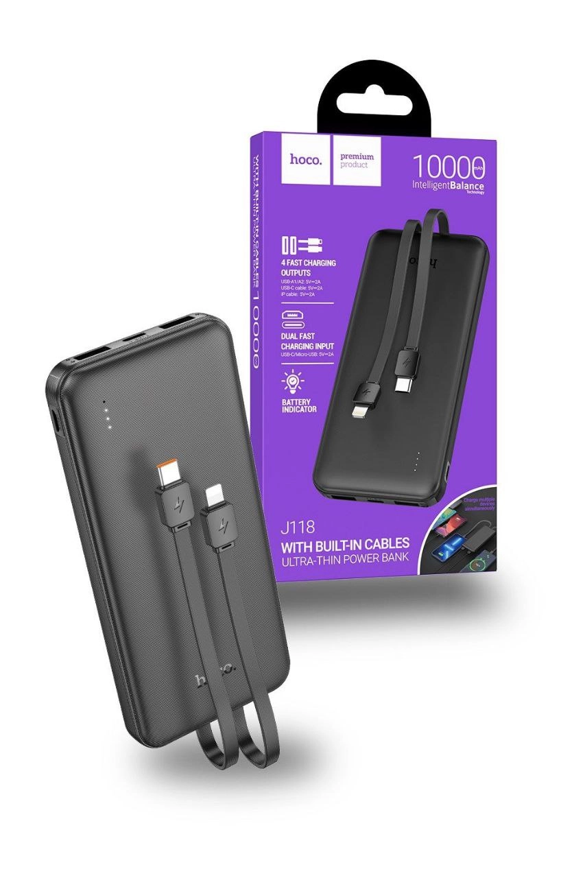 Hoco J118 10000mAh qora portativ akkumulyatori arzon