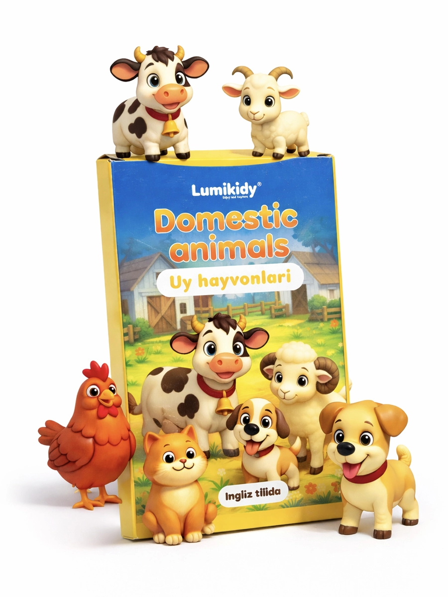 Bolalar rivojlanishi uchun kartochkalar: Uy hayvonlar- Domestic animals (ingliz tilida) sotib olish