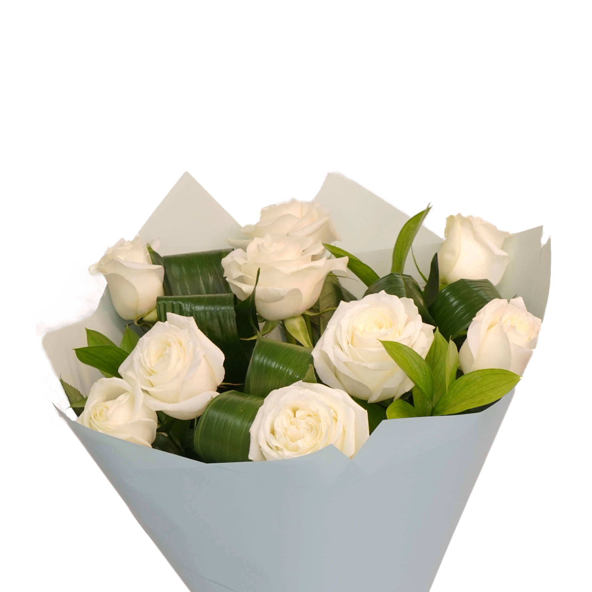 "Oq atirgul" guldastasi (9 dona) arzon