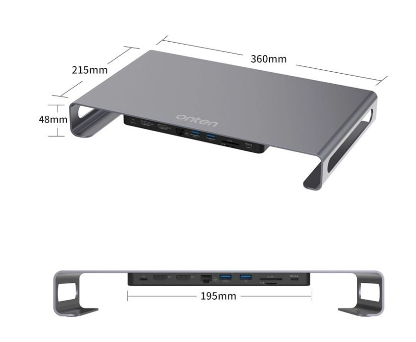 Onten 9 in 1 Multi Function Dock Station noutbuk tagligi O'zbekistonda