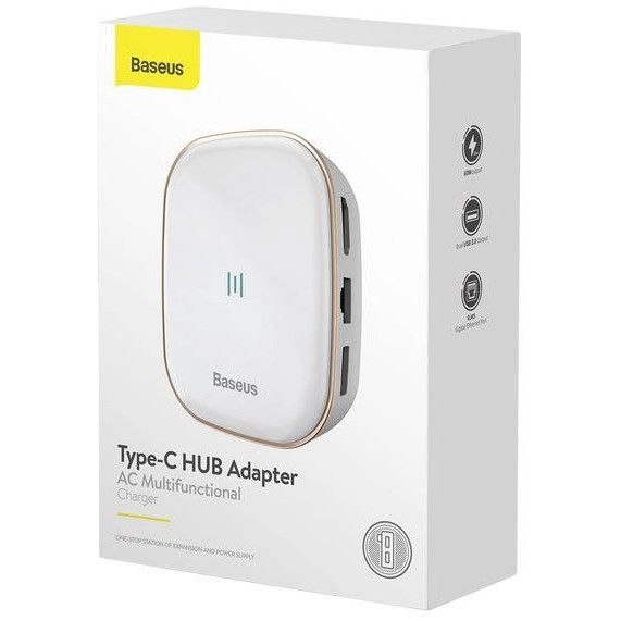 Baseus Type-C HUB Adapter AC Multifunctional Charger USB-konsentratori - rasm №3 Baseus Type-C HUB Adapter AC Multifunctional Charger USB-konsentratori arzon