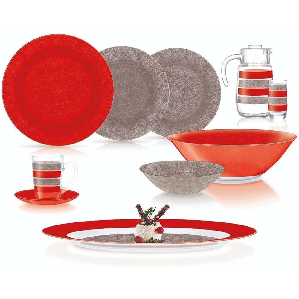 Luminarc Stony Red Grey 46 ta element Stol servisi (Q4077) sotib olish