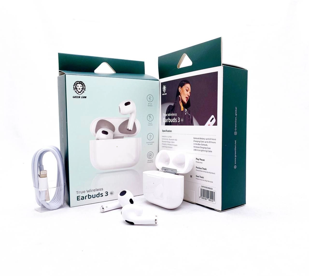 Green Lion Earbuds 3 G1 oq simsiz quloqchini arzon