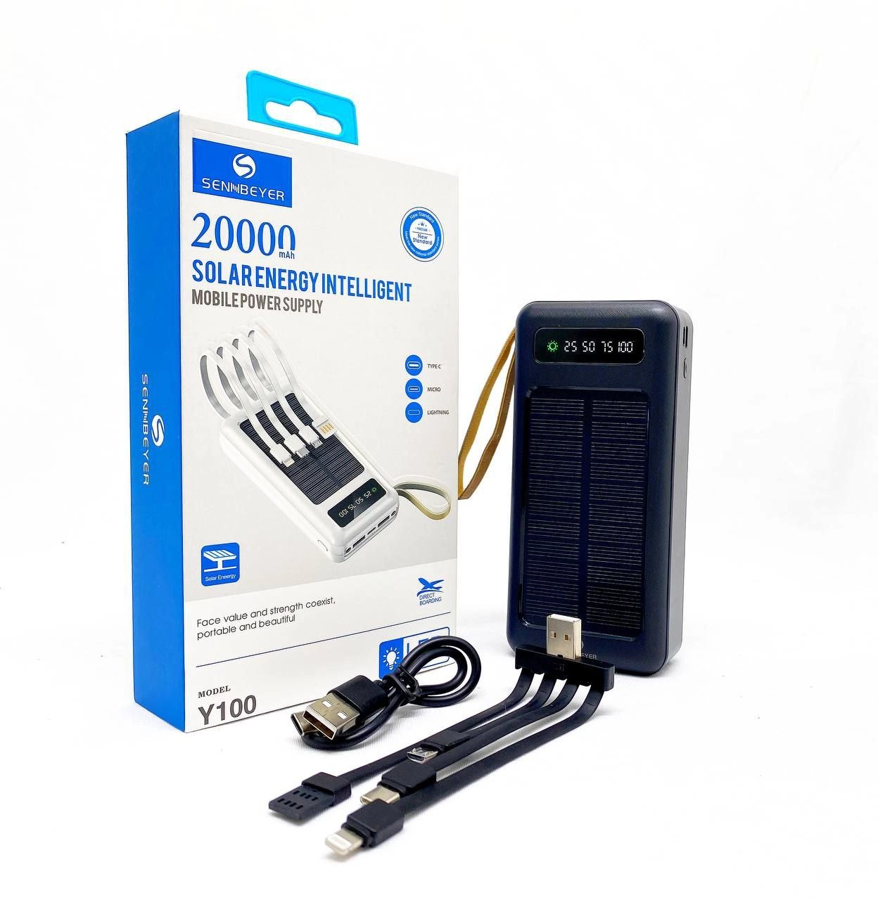 Power Bank Sennbeyer Y100 20000mAh qora rang tashqi akkumulyatori sotib olish