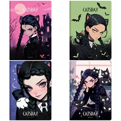 Тетрадь 40л., А5, клетка MESHU "CATSDAY", матовая ламинация, тиснение фольгой, ЕВРО (1 шт) купить