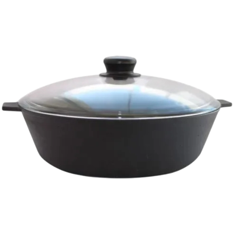 Kama idishlari ishlab chiqargan u6062 rusumli cho&lsquo;yan tova, o&lsquo;lchami 260x60, ikki dastali, shisha qopqoq bilan sotib olish