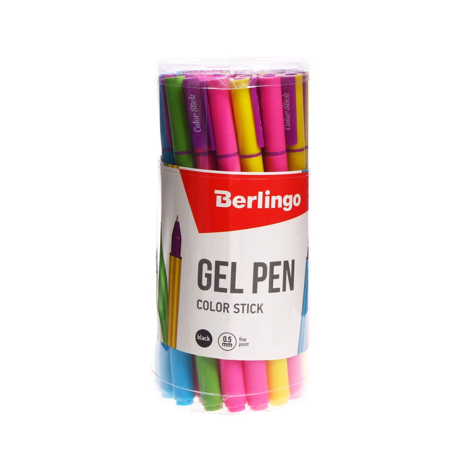 Гелевая ручка Berlingo Color Stick, чёрная, 0.5 мм, разноцветный корпус (1 шт) в Узбекистане