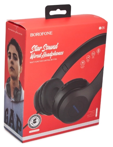 Borofone BO5 Star sound Wired Headphone qorarangli Kompyuter quloqchini arzon