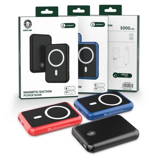 Powerbank Green Lion Magnetic Suction qora tashqi akkumulyatori O'zbekistonda