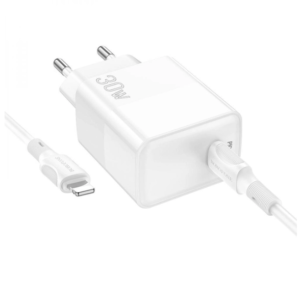 Сетевое Зарядное Устройство Borofone BA77A Insightful PD / QC 30W Type-C to lightning белый купить