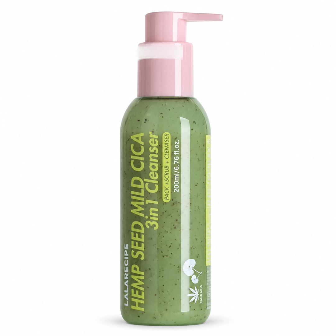 LALARECIPE Hemp Seed Mild Cica 3-in-1 yuz uchun tozalovchi ko'pik-skrab, 200 ml sotib olish
