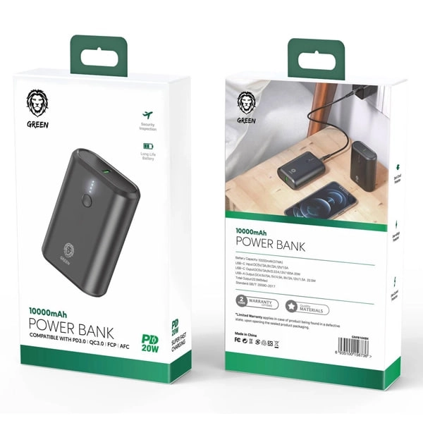 Внешний аккумулятор Power Bank Green Lion 10000 мАч PD 20W,Black недорого