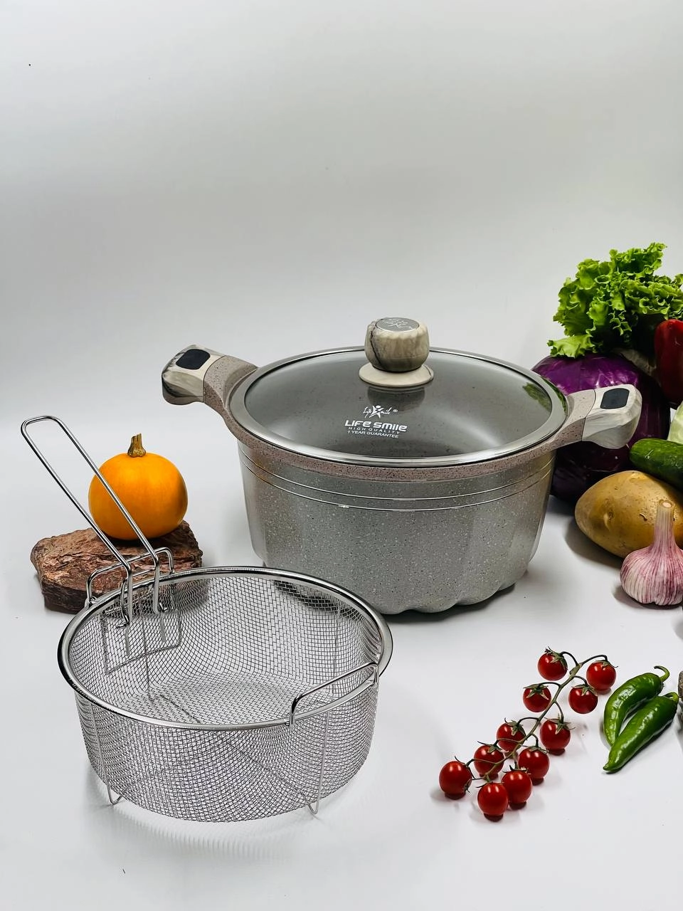 Казан Life Smile 24см 4,1л,  Light Grey купить