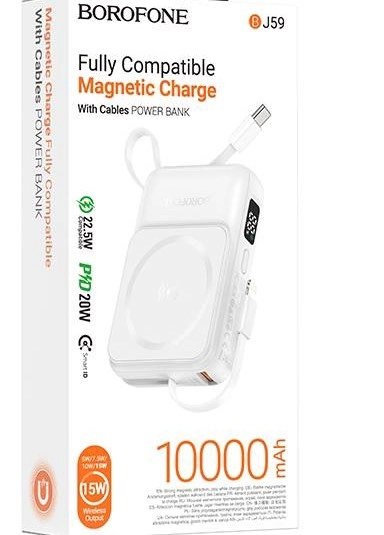 Borofone BJ59 MagSafe 10000mAh simsiz zaryadlovchi tashqi akkumulyatori sotib olish