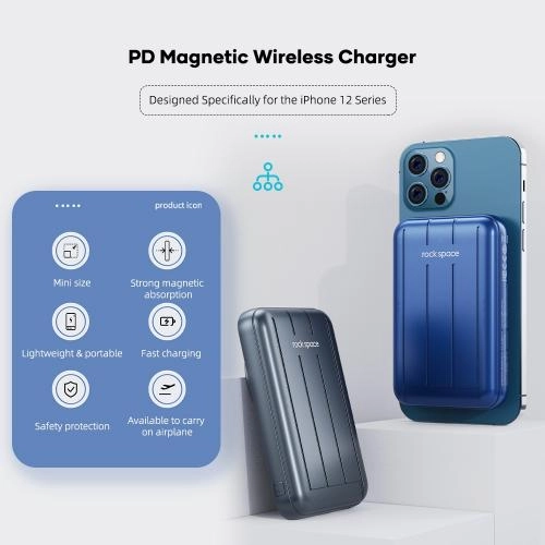 Внешний аккумулятор Powerbank для iPhone Rock Space Magnetic P99 (Gray) - фото №3 Внешний аккумулятор Powerbank для iPhone Rock Space Magnetic P99 (Gray) недорого