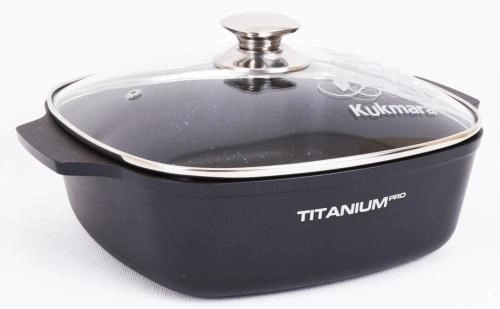 Kukmara "Titanium Pro" kvadrat kastryul-qo‘rasi, 5 l (Black, Green) arzon