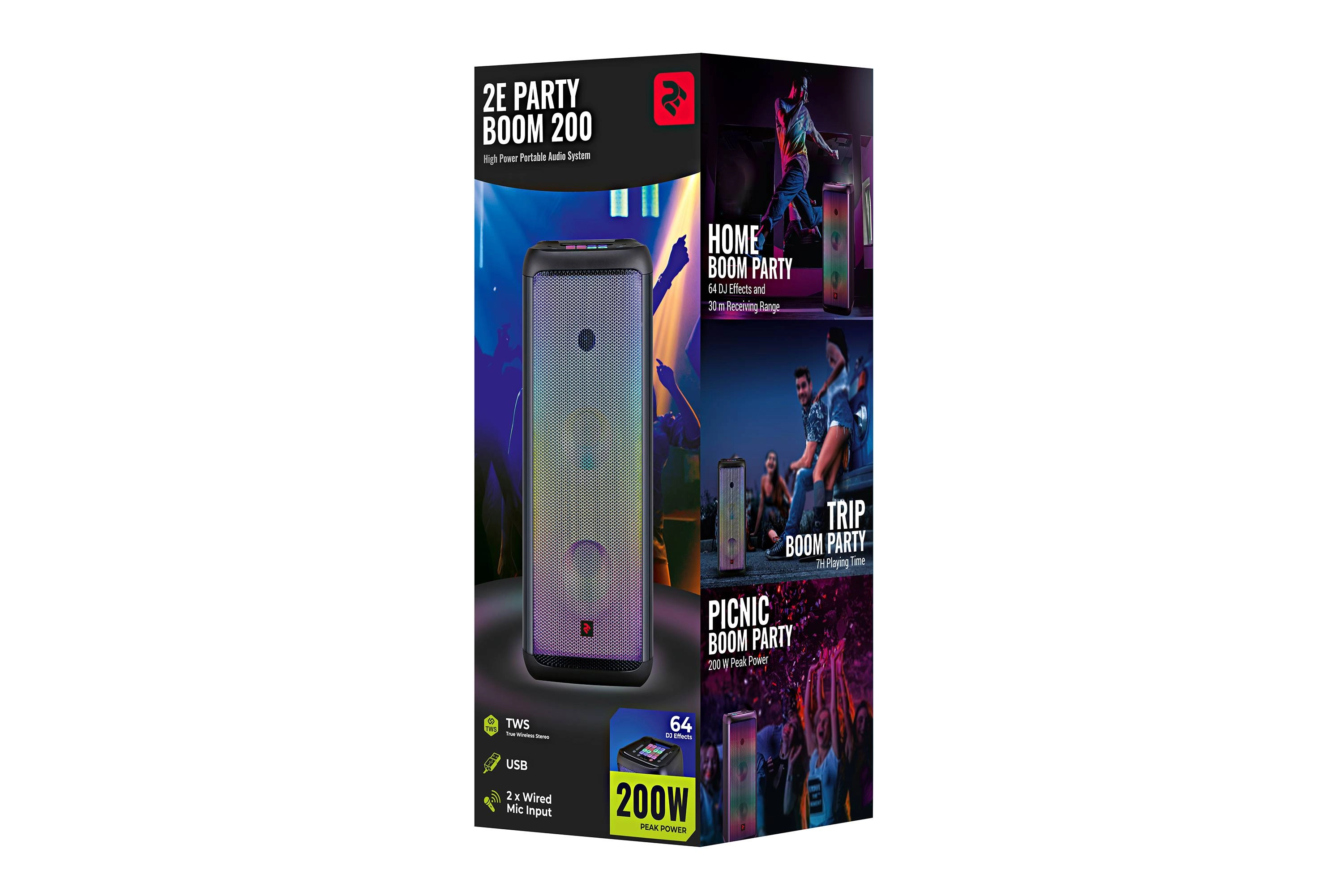 Акустическая система 2E PARTY BOOM 200 TWS, USB, Full LED, DJ Effects, Wireless недорого
