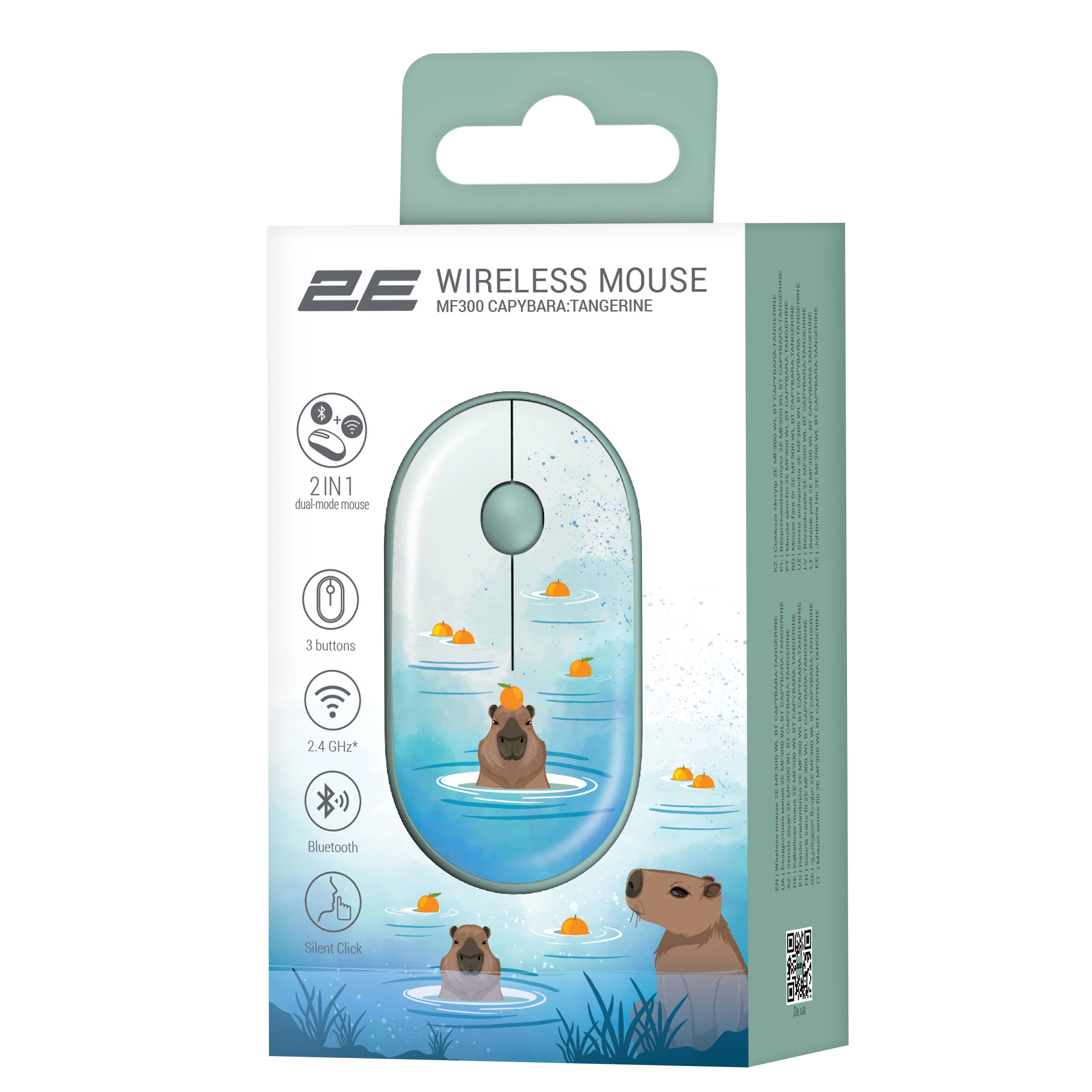 Sichqoncha simsiz 2e Mf300 Capybara Mandarin Silent WL BT Green arzon