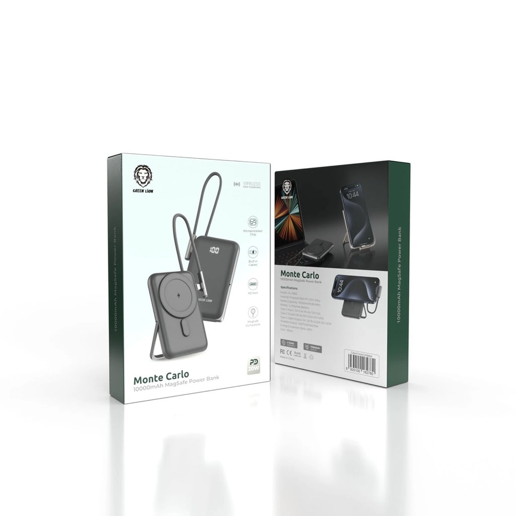 Внешний аккумулятор Green Lion Monte Carlo MagSafe 10000mAh чёрный в Узбекистане