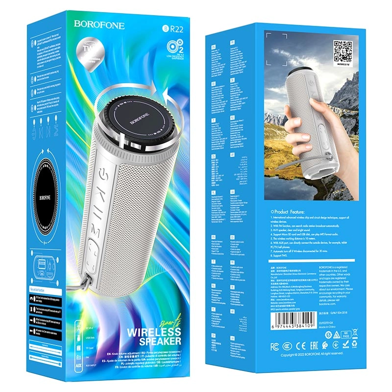 Borofone BR22 kulrang simsiz Bluetooth-kolonkasi O'zbekistonda