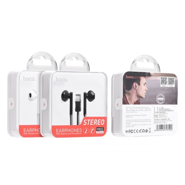 Hoco M65 Type-C qora stereo quloqchini O'zbekistonda