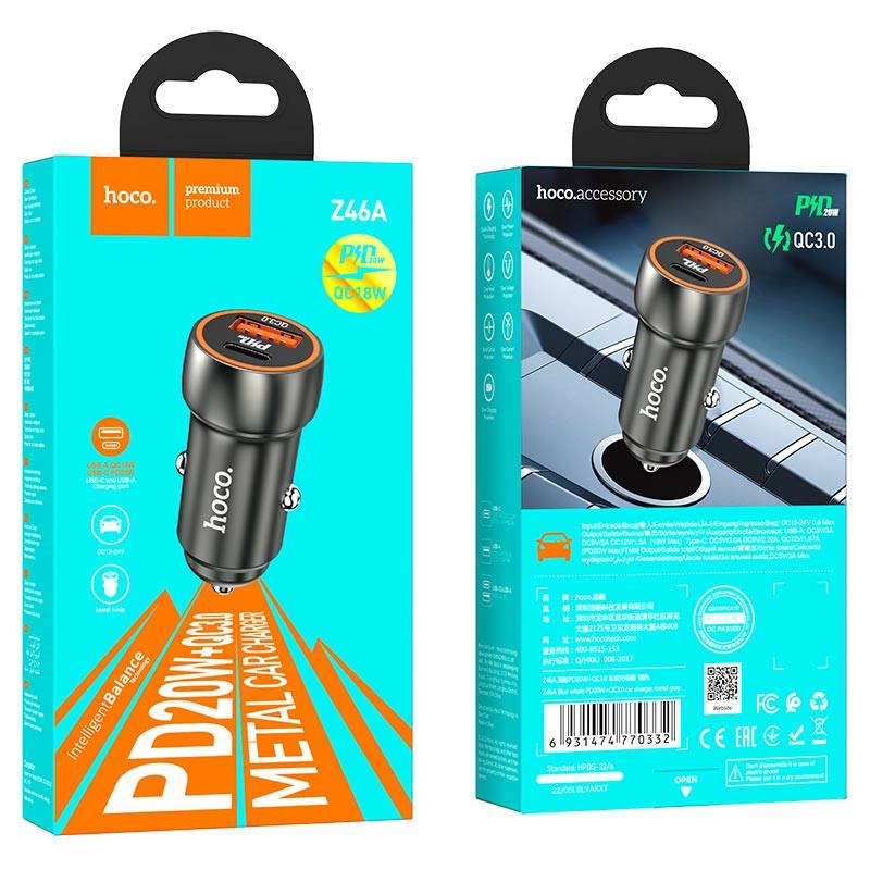 Автомобильное зарядное устройство Hoco Z46A черный онлайн