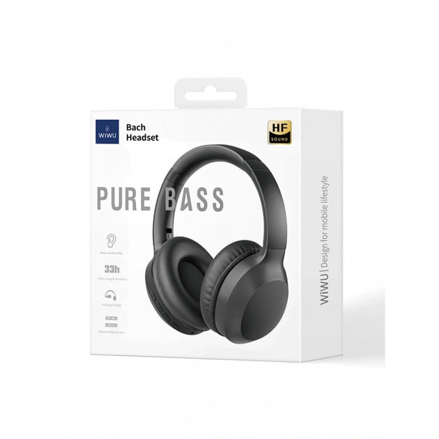 Беспроводные наушники Wiwu Wireless Bluetooth Headphone Stereo Bach Headset TD-01, чёрные рассрочка