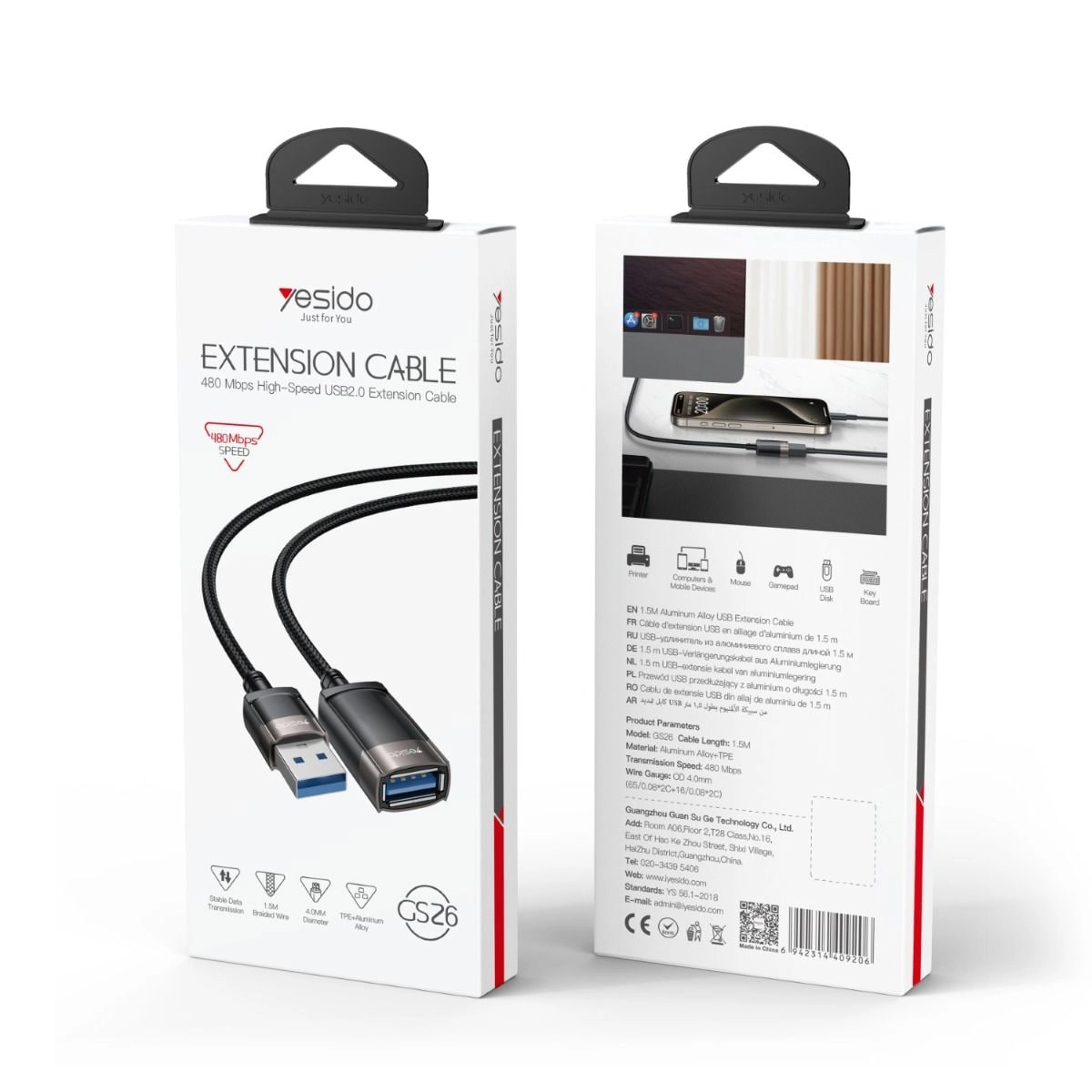 Yesido GS26 1.5 m, 480Mbps adapteri arzon