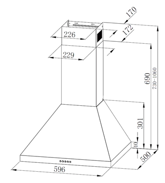 Вытяжка MONSHER TOP 60 B онлайн
